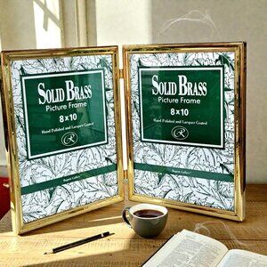 Regent Gallery Solid Brass 8 x 10" Hinged Double Photo Frames